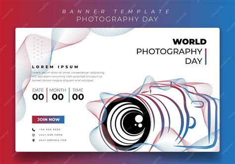 Banner template in white background with illustration of camera in red ...