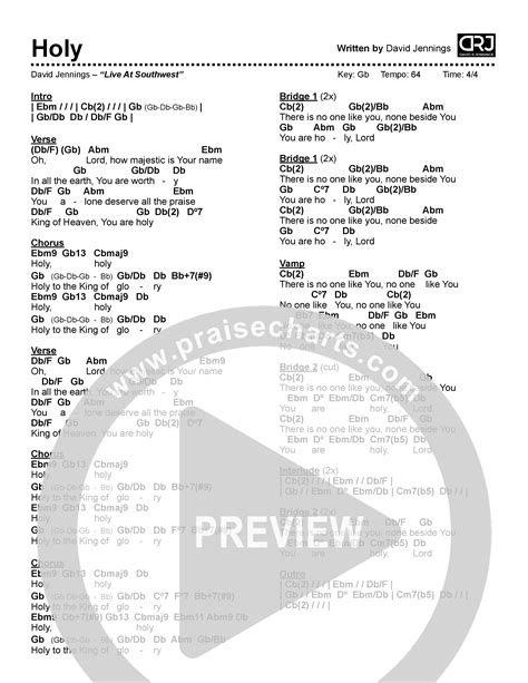 Holy Chords PDF (David Jennings) - PraiseCharts