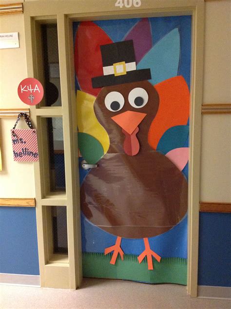 Adorable Thanksgiving classroom door of a turkey wearing a pilgrim's ...
