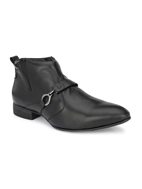 Hitz Men's Black Leather Ankle Boot Shoes with Zip Closure – Hitz Shoes ...
