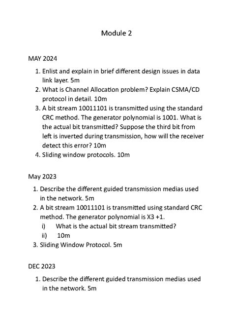 CN Modulewise PYQs - Important Questions for Exam Preparation - Studocu