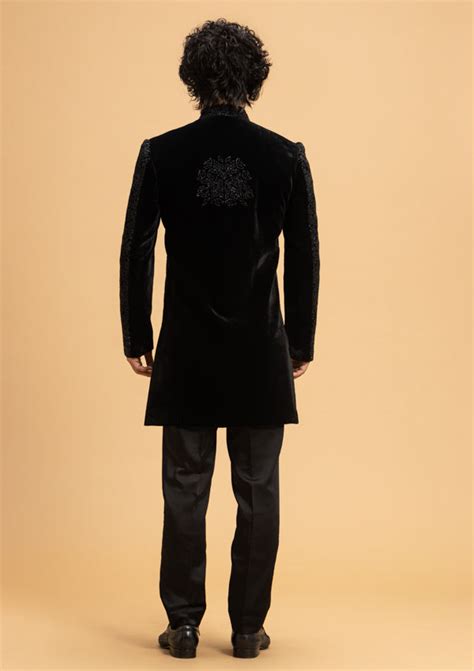 Black Velvet Indo Western with cut dana work – MILLIONAIRE FASHIONS ...