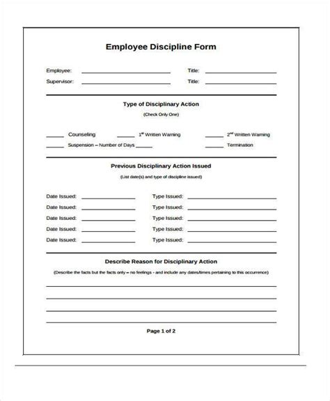 Image result for Employee Discipline Form Template