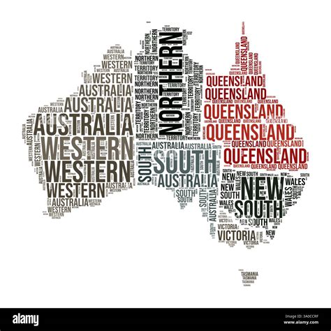 Australia Word Cloud. Country shape with region division. Australia ...