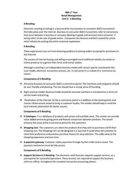 E-Retailing BBA-1 - Summary Marketing Management - BBA 1st Year Retail ...