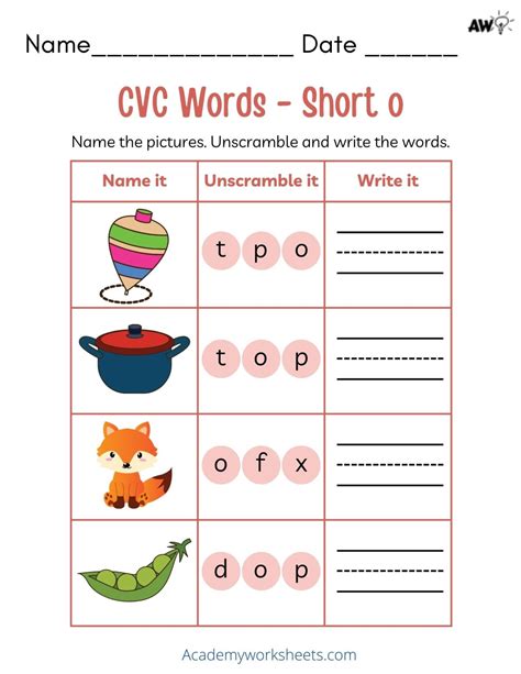 Pictures Of Short O Words at Natasha Barr blog