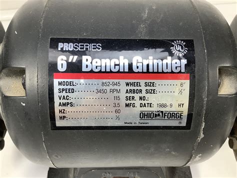 Lot - Ohio Forge Pro Series 6in Bench Grinder