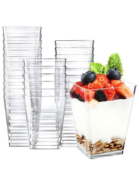 10pcs Transparent Square Shaped Plastic Dessert Cup For Party, Cake ...
