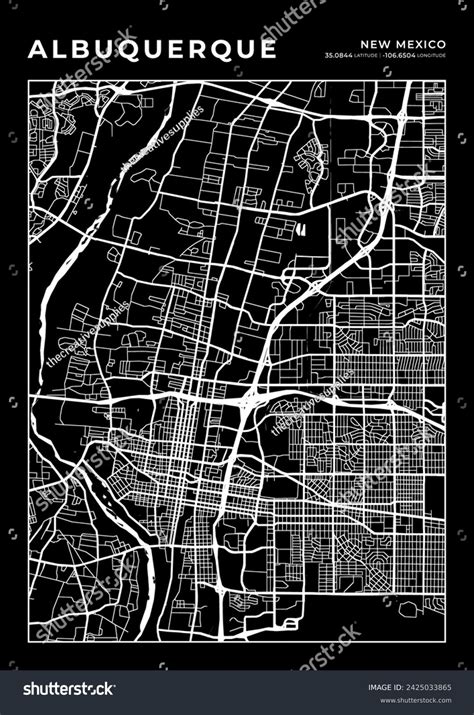 Albuquerque City Map Cartography Map Street Stock Vector (Royalty Free ...