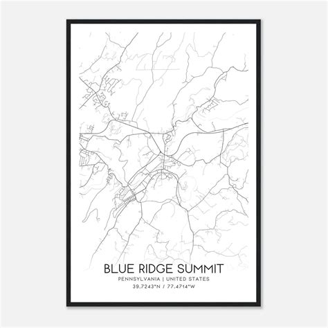Blue Ridge Summit Pennsylvania Map Poster, Modern Home Decor Wall Art ...