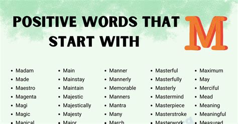 Positive Words that Start with M in English - English Study Online