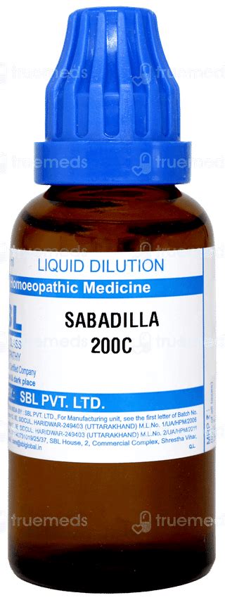 Sbl Sabadilla 200 C Dilution 30 Ml - Uses, Side Effects, Dosage, Price ...