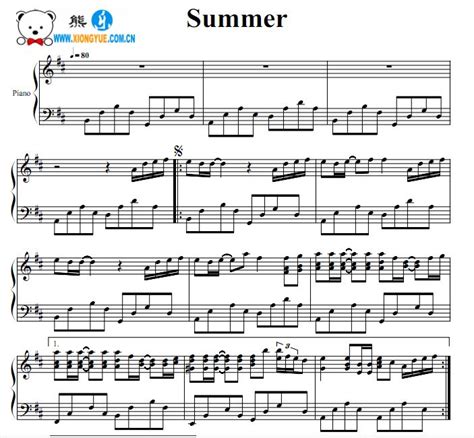 《菊次郎的夏天,钢琴谱》Summer,久石让（五线谱 钢琴曲 指法）-弹吧|蛐蛐钢琴网