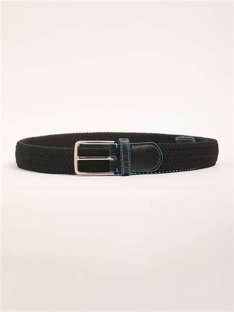 Shop Men Black Braided Wide Width Casual Belt with Tang Closure Online ...