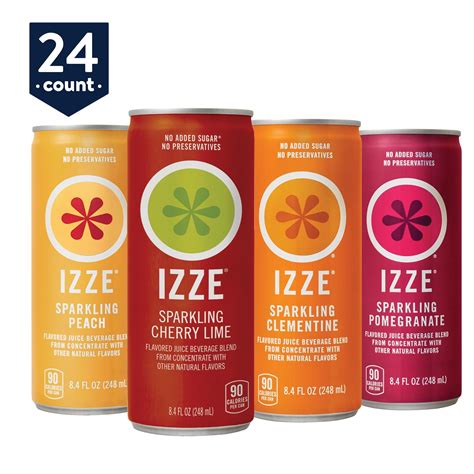 IZZE Sparkling Juice Drink 4 Flavor Variety Pack, 8.4 oz, 24 Pack Cans ...