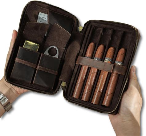 Amazon.com: Romahe Premium Leather Cigar Case - Cigar Holder Case for ...