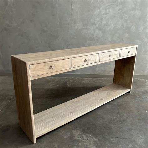 Elm Wood Console Table with Drawer in Natural Finish 80" For Sale at ...