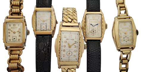 Bid Now: Bulova Art Deco Stepped Case Vintage Mens Wrist watch Lot of 5 ...
