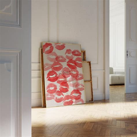 Kisses Printable Art Coquette Room Decor, Je T’Aime Poster Clean Girl ...