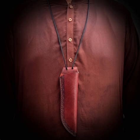 Handmade Fixed blade Knife Leather Sheath / Knife Holster / NECK String X611 | eBay