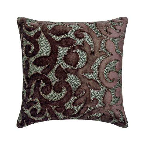 Decorative Brown 16"x16" (40x40 cm) Throw Pillows, Velvet Beaded Hand ...