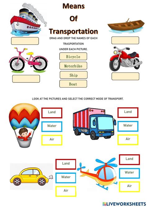 Means of Transportation Worksheet 的图像结果