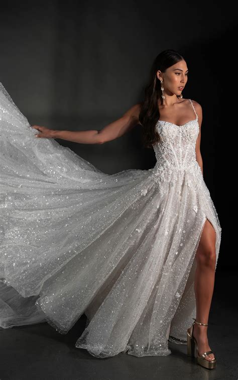 Sparkling Spaghetti Strap A-Line Wedding Dress | Style 1831