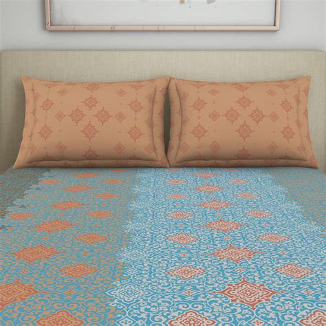 Buy WELSPUN Seasons Best Cotton 104TC Printed 3Pcs Queen Bedsheet Set ...