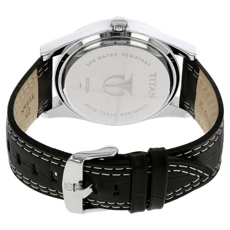 Buy Online Titan Analog with Date Black Dial Leather Strap watch for ...
