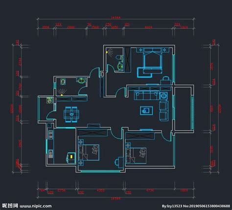 简约中式CAD家庭室内装修设计施工图纸图片下载_红动中国