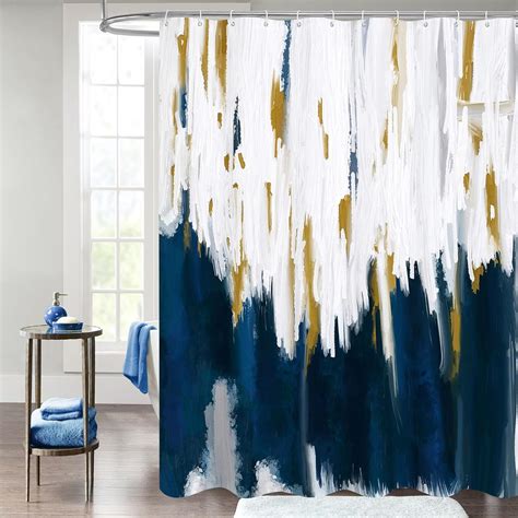 Amazon.com: MitoVilla Navy Blue Shower Curtains for Chic Modern ...