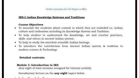 BBA IKS Syllabus: Understanding Indian Knowledge Systems - Studocu