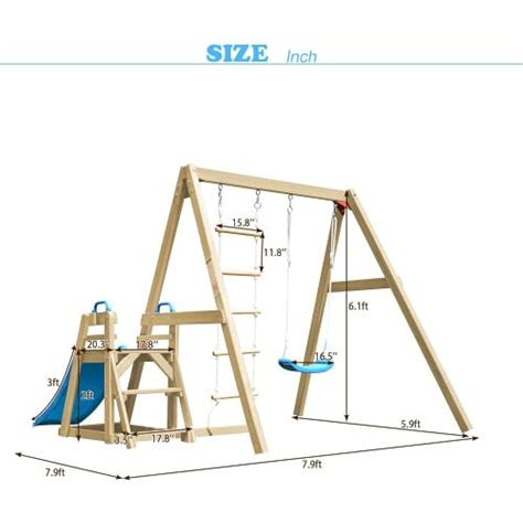 Jaxenor Wooden Swing Set with Slide, Outdoor Playset | Ubuy India