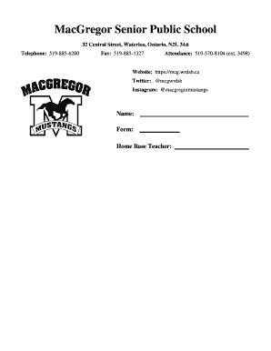 Fillable Online Waterloo Region District School Board, MacGregor Senior ...