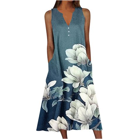 Sakmal A Line Casual Dresses for Women Sundress Long Plus Size Dress ...