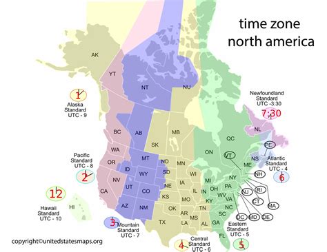 Time Zone Map North America | Map of North America Time Zone