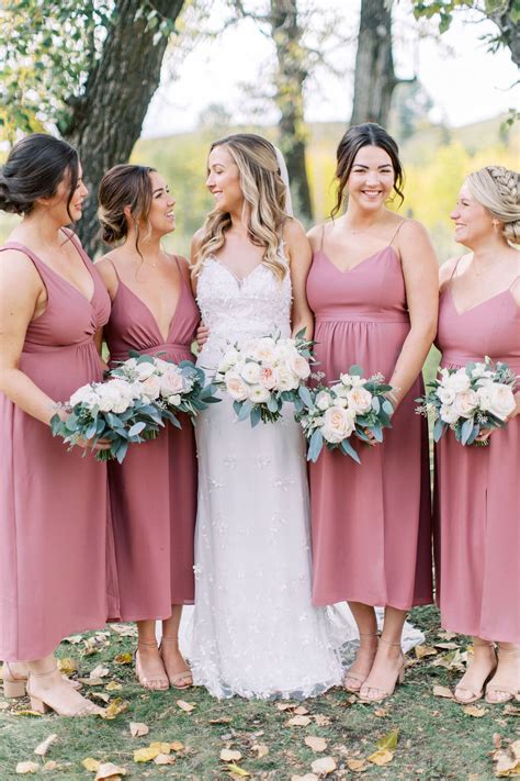 Dusty Rose Bridesmaids Dresses with White Bouquets| Calgary Wedding ...