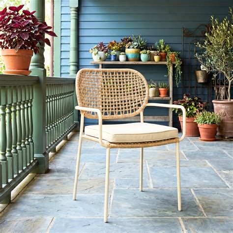 Outdoor Rope Dining Chair with Cushion (Beige & Cream) – Devoko
