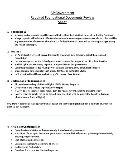 Foundational Documents AP GOV - AP Government Required Foundational ...