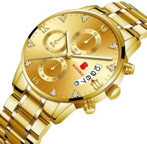 BLISSIBLE Royal Golden Yellow Wine Luxury Chronograph Wrist Watch ...