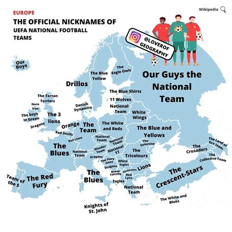 The nicknames of the football teams. by... - Maps on the Web
