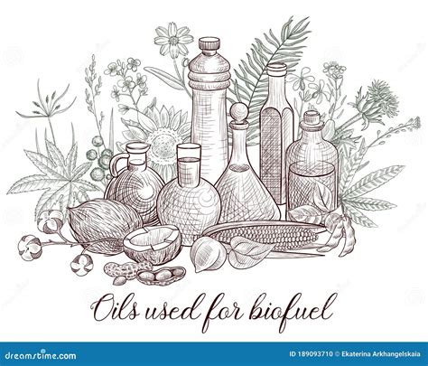 Vector Drawing Vegetable Oil Fuel Stock Illustration - Illustration of ...