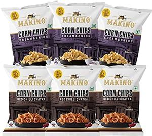 Makino Corn Chips Combo snacks Cream & Onion, Red Chilli Chatka Special ...