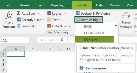 Image result for Combination Function Excel