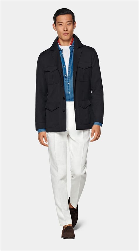 Navy Field Jacket in Water-Repellent Technical Fabric | SUITSUPPLY ...