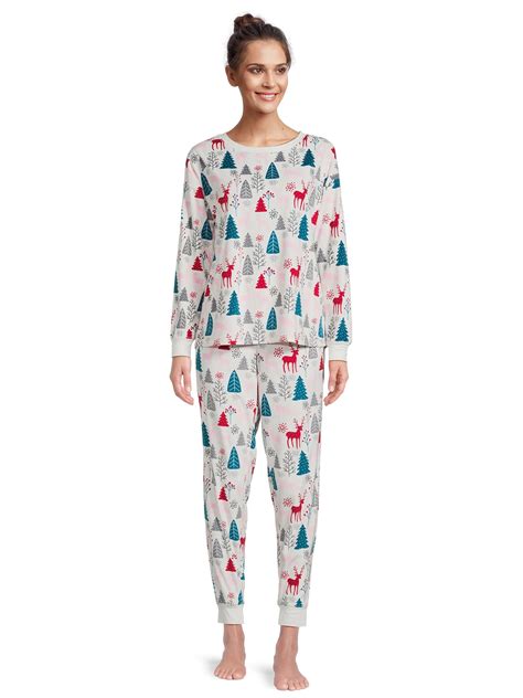 women's Deer Christmas Pajama Set - Cozy 2-Piece Velour Set - Walmart.com