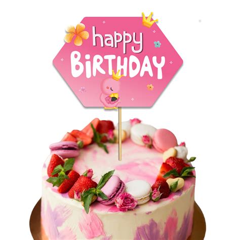 Flamingo Flock Fun Theme Happy Birthday Cake Topper – Festiko