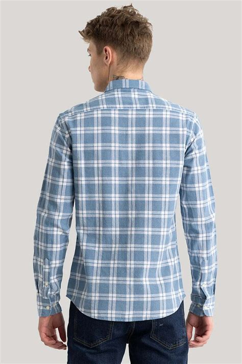 Men Slim Fit Striped Spread Collar Casual Shirt by U-Turn — MEGG