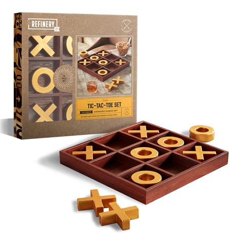 Refinery Wooden Tic Tac Toe Board Game Table, Large 14'' Coffee Table ...