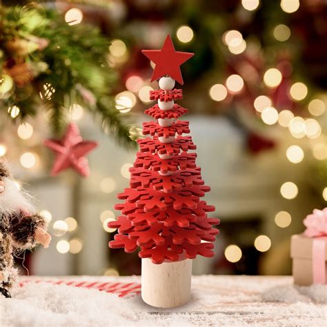 AuroraX Wood Christmas Decoration Small Contemporary Red Mini Christmas ...